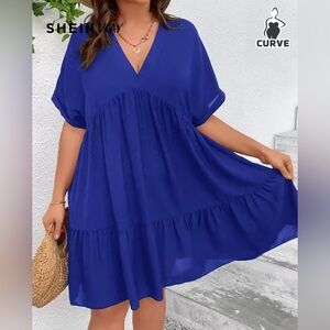 Cobalt Blue Flowy Babydoll Dress 4XL